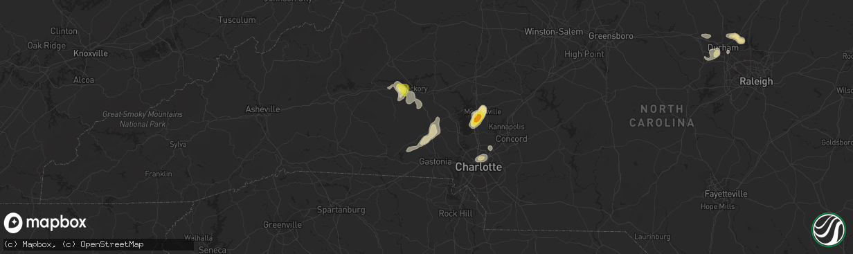 Hail map in Lincolnton, NC on August 8, 2018