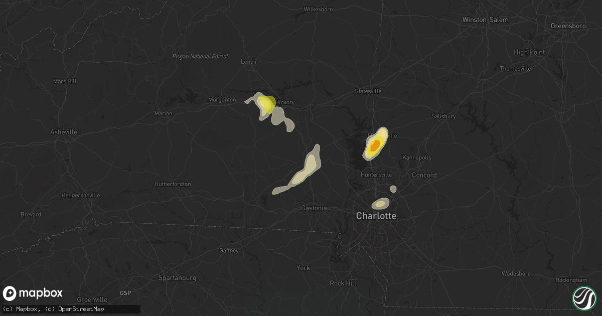 Hail map in Lincolnton, NC on August 8, 2018