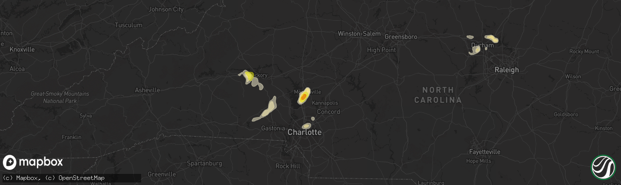 Hail map in Mooresville, NC on August 8, 2018