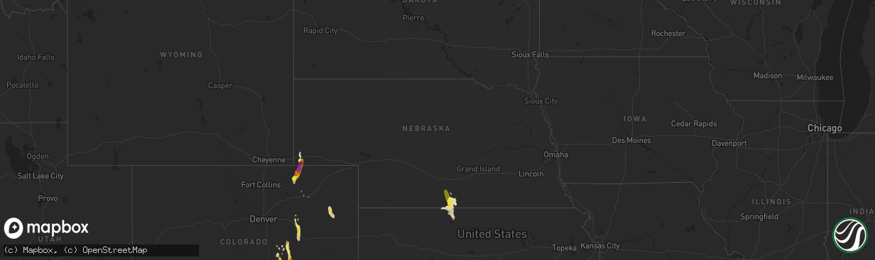 Hail map in Nebraska on August 8, 2018