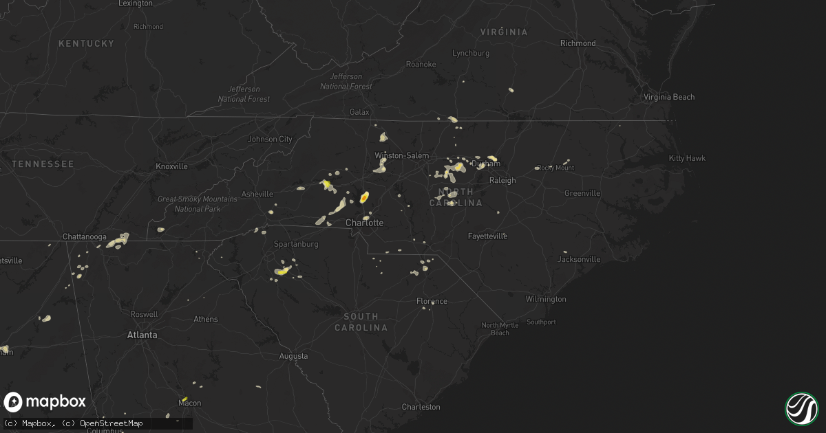 Hail map in North Carolina on August 8, 2018