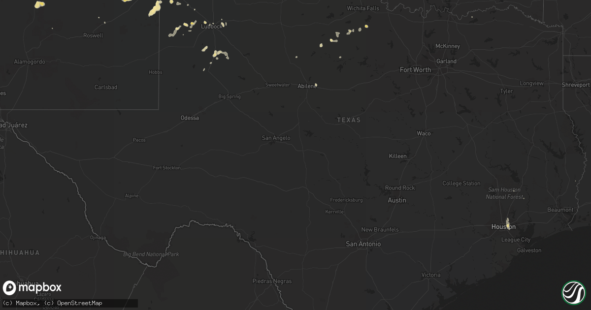 Hail map in Texas on August 8, 2018