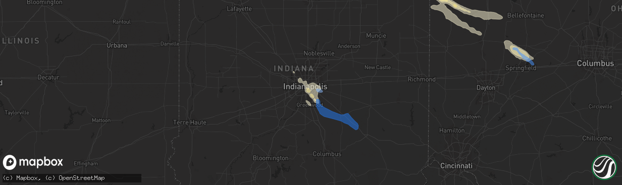 Hail map in Beech Grove, IN on August 8, 2019