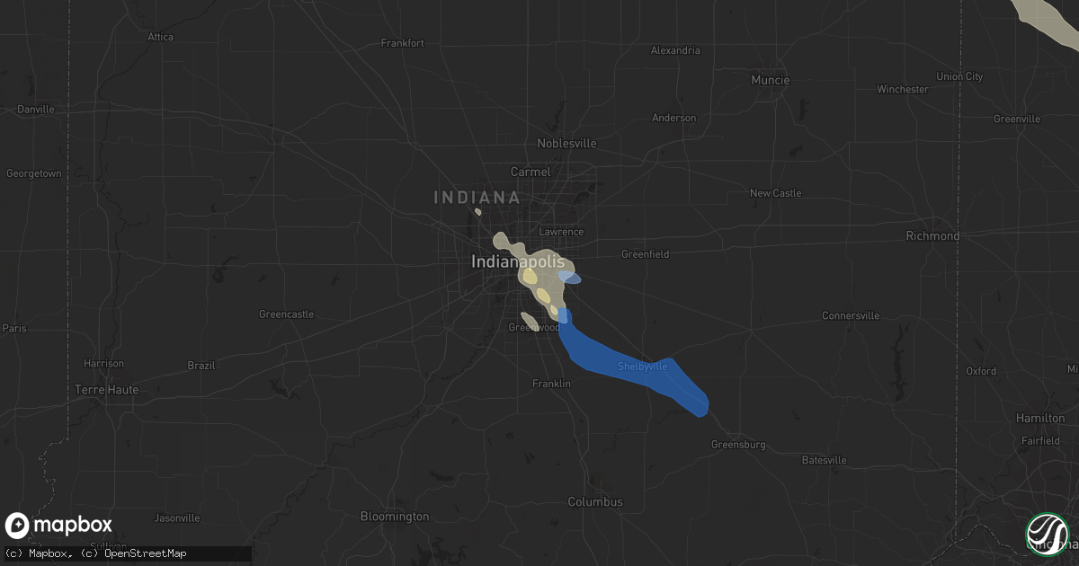 Hail map in Beech Grove, IN on August 8, 2019