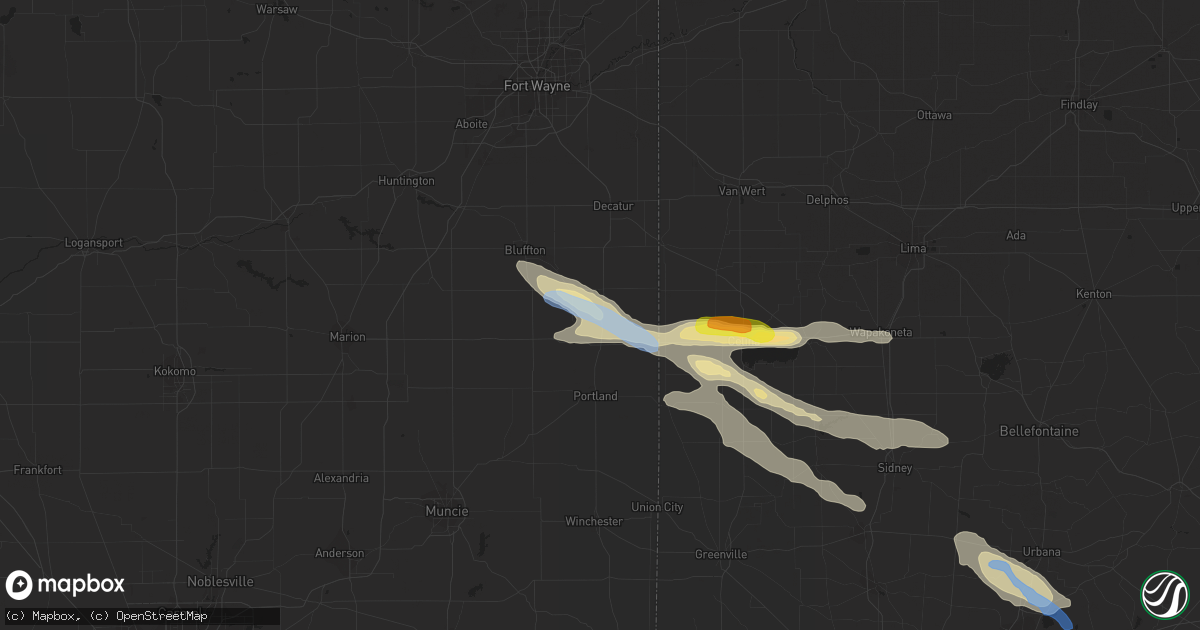Hail map in Geneva, IN on August 8, 2019