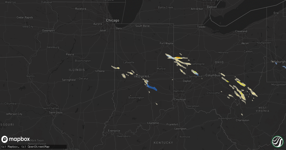 Hail map in Indiana on August 8, 2019