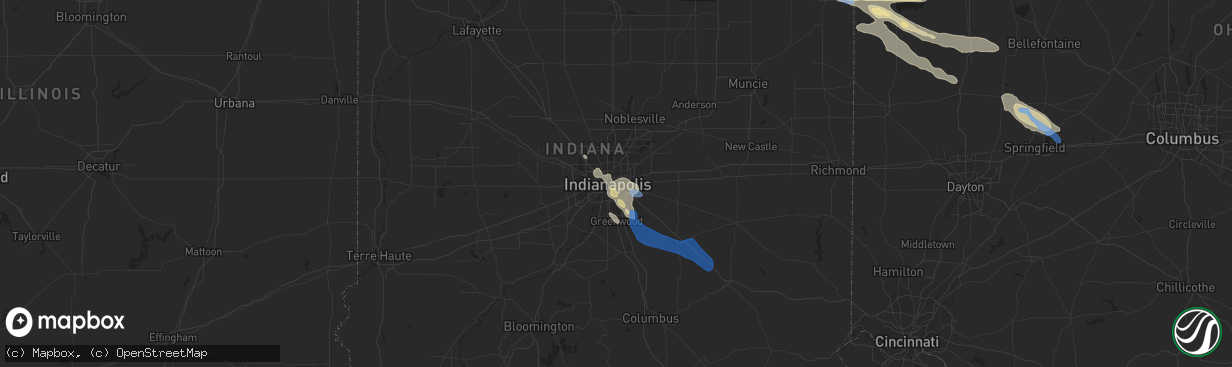 Hail map in Indianapolis, IN on August 8, 2019