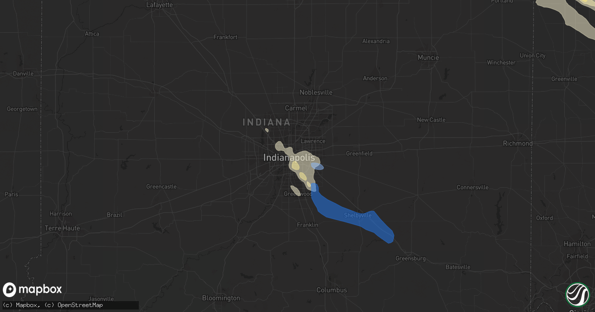 Hail map in Indianapolis, IN on August 8, 2019