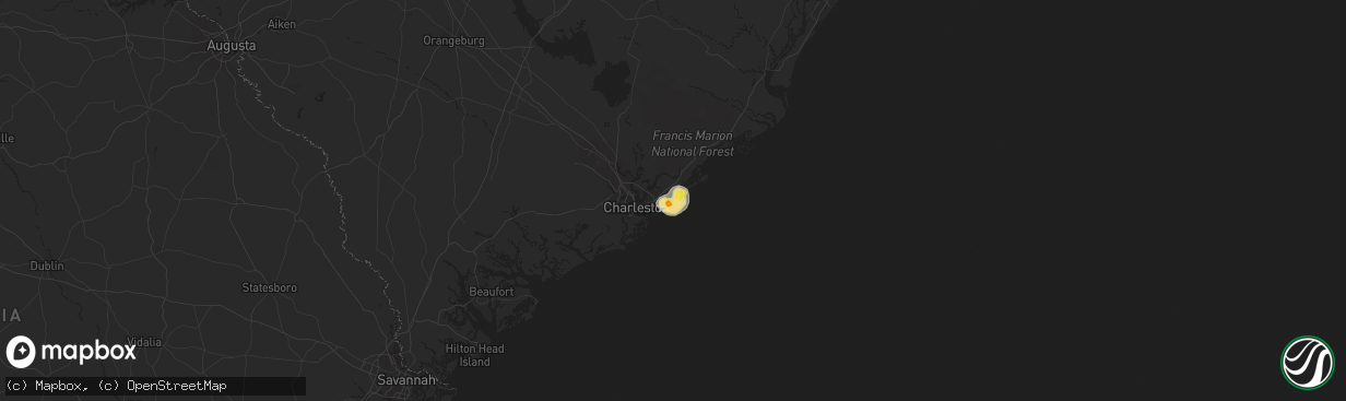 Hail map in Isle Of Palms, SC on August 8, 2019