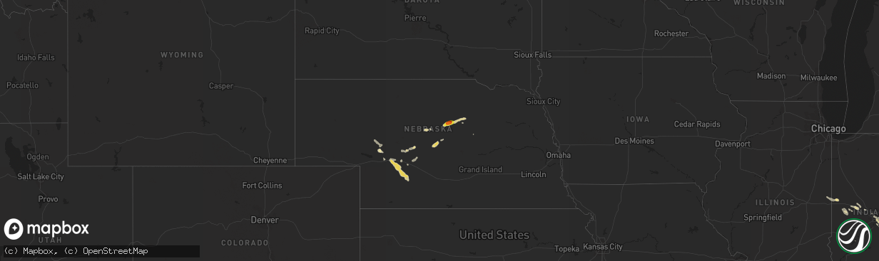 Hail map in Nebraska on August 8, 2019