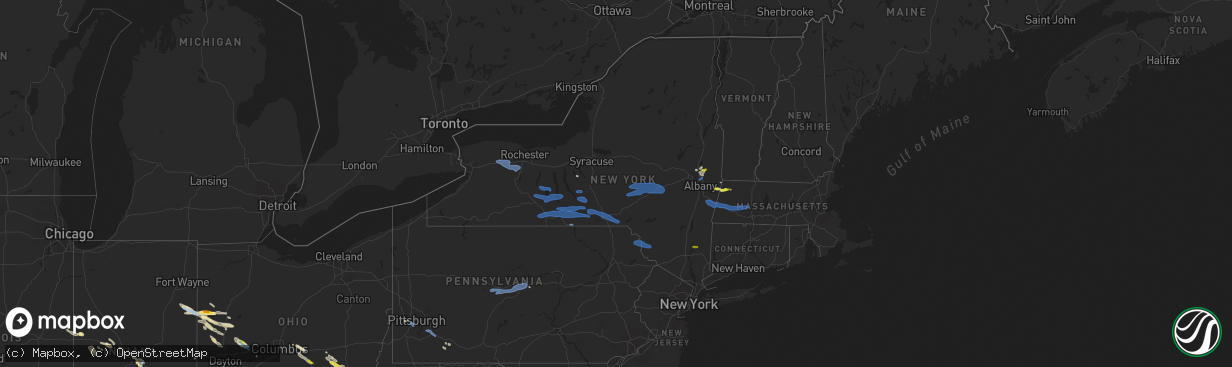 Hail map in New York on August 8, 2019