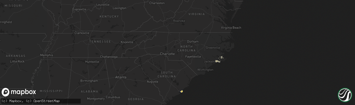 Hail map in North Carolina on August 8, 2019