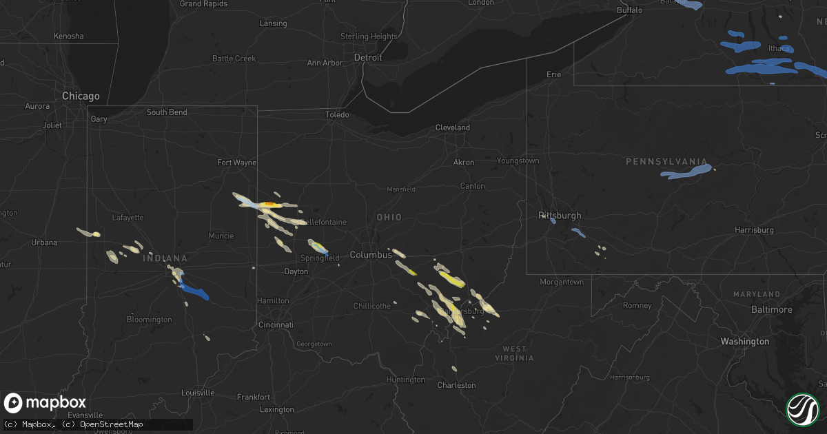 Hail map in Ohio on August 8, 2019