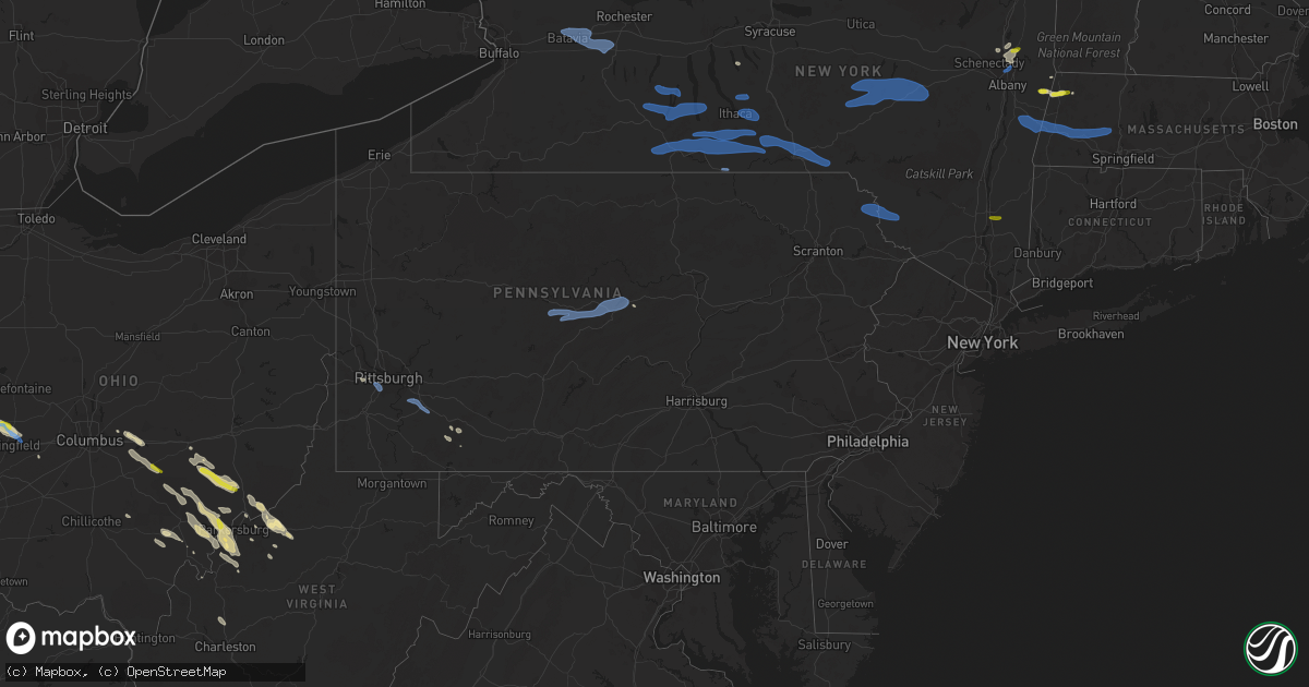 Hail map in Pennsylvania on August 8, 2019