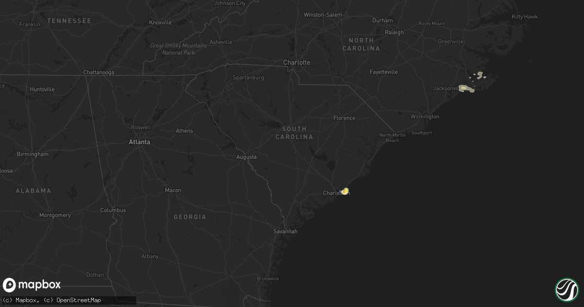 Hail map in South Carolina on August 8, 2019