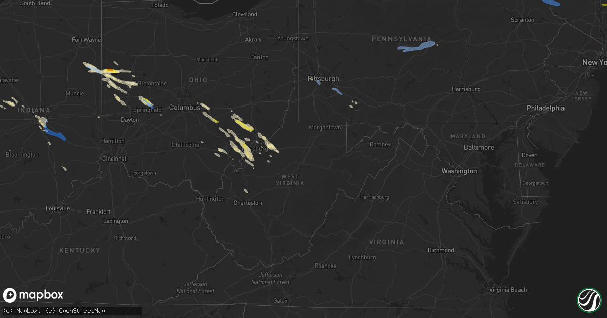 Hail map in West Virginia on August 8, 2019