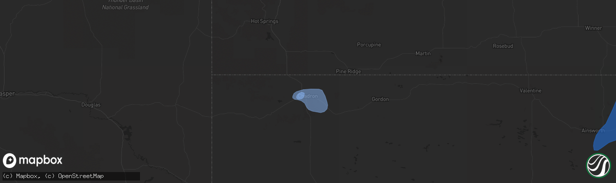 Hail map in Chadron, NE on August 8, 2020