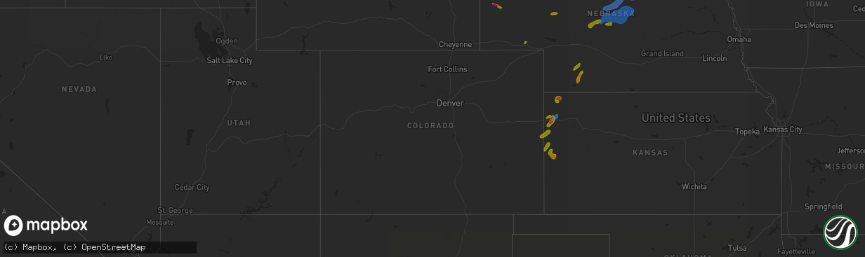 Hail map in Colorado on August 8, 2020