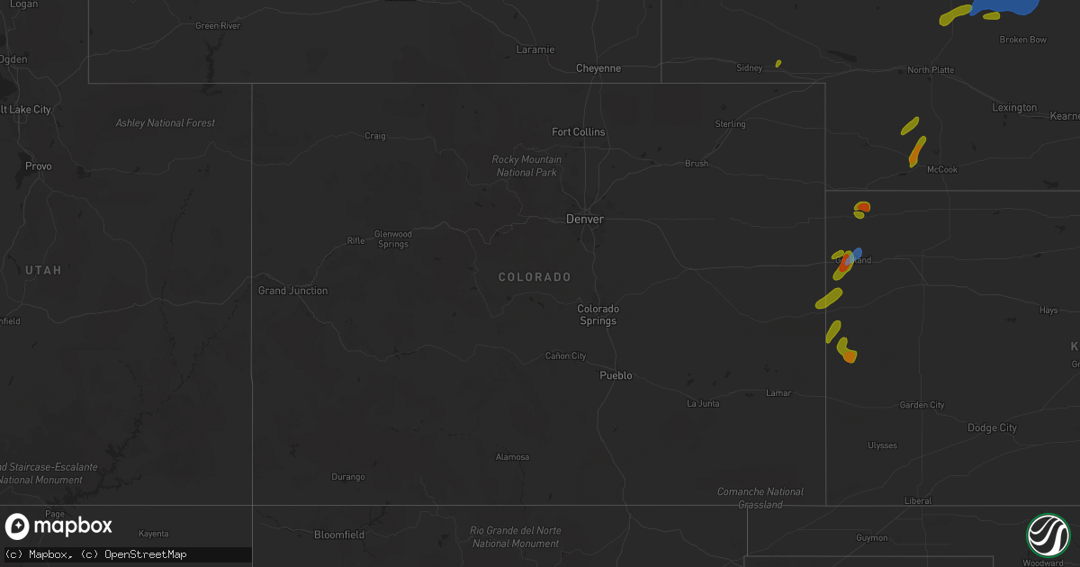 Hail map in Colorado on August 8, 2020