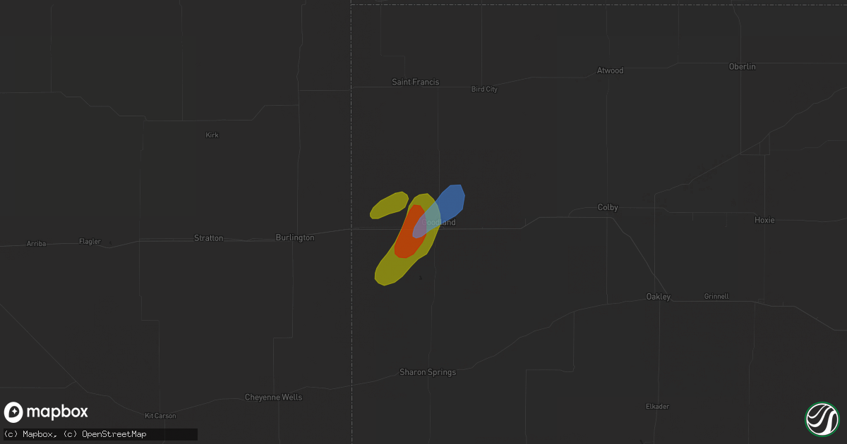 Hail map in Goodland, KS on August 8, 2020