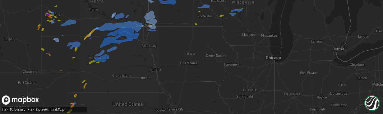 Hail map in Iowa on August 8, 2020