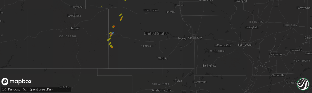 Hail map in Kansas on August 8, 2020