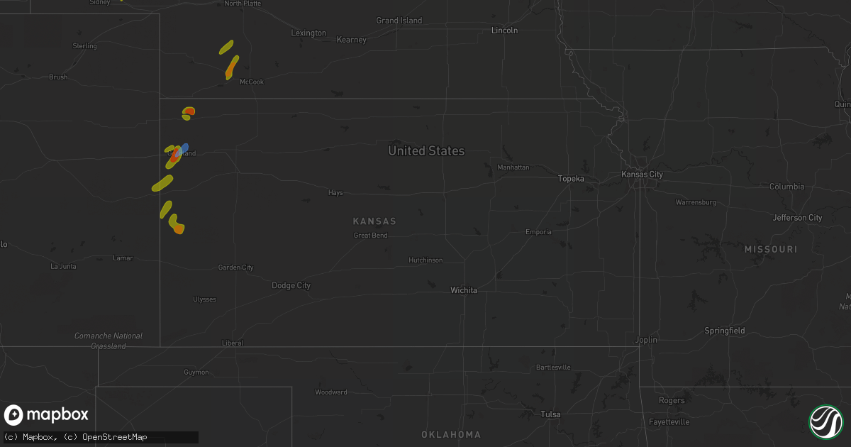 Hail map in Kansas on August 8, 2020