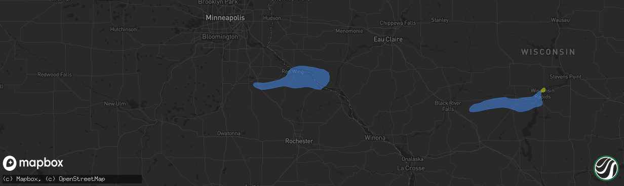 Hail map in Lake City, MN on August 8, 2020