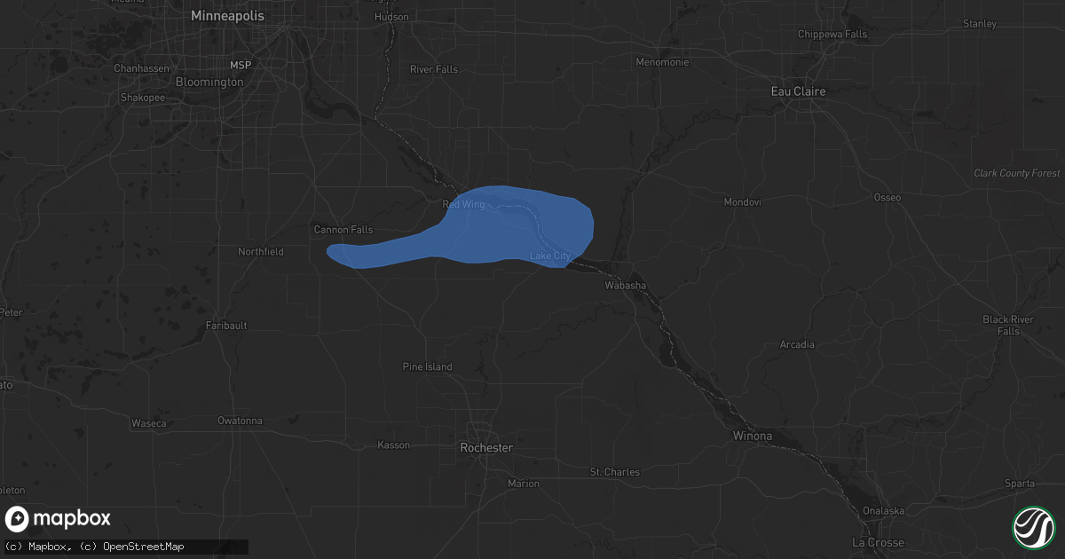 Hail map in Lake City, MN on August 8, 2020