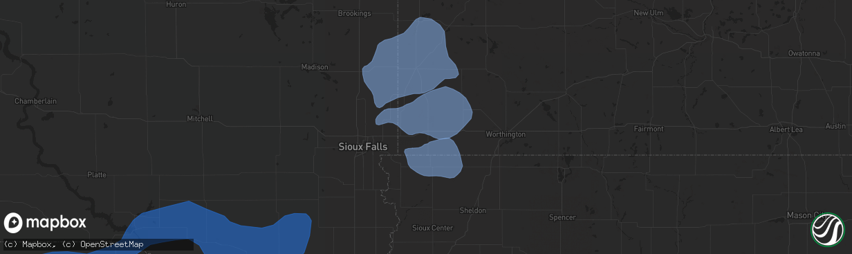 Hail map in Luverne, MN on August 8, 2020