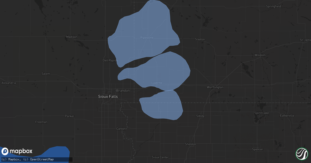 Hail map in Luverne, MN on August 8, 2020