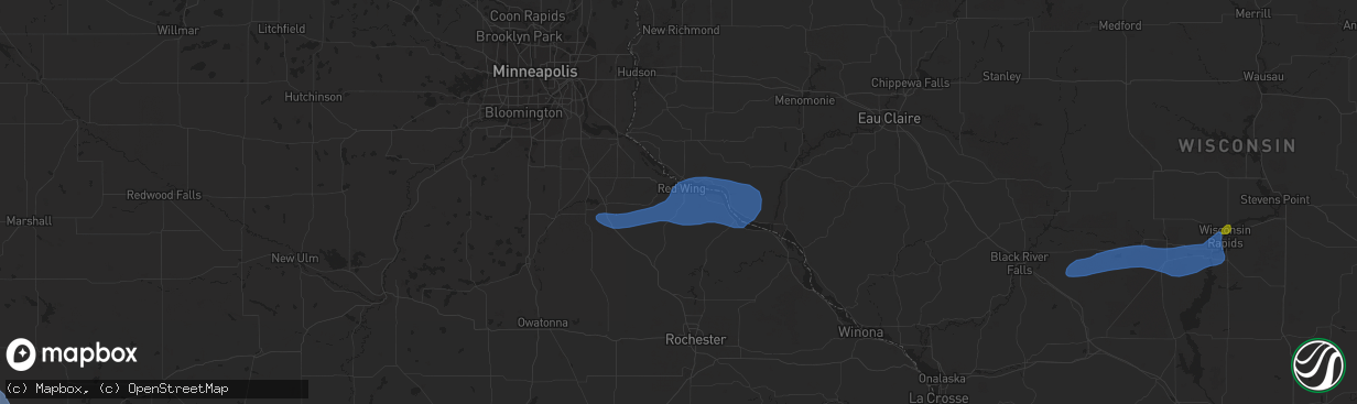 Hail map in Red Wing, MN on August 8, 2020