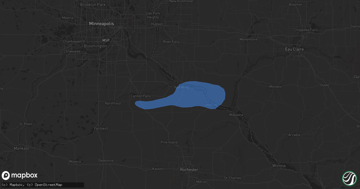 Hail map in Red Wing, MN on August 8, 2020
