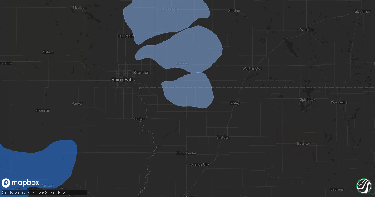 Hail map in Rock Rapids, IA on August 8, 2020