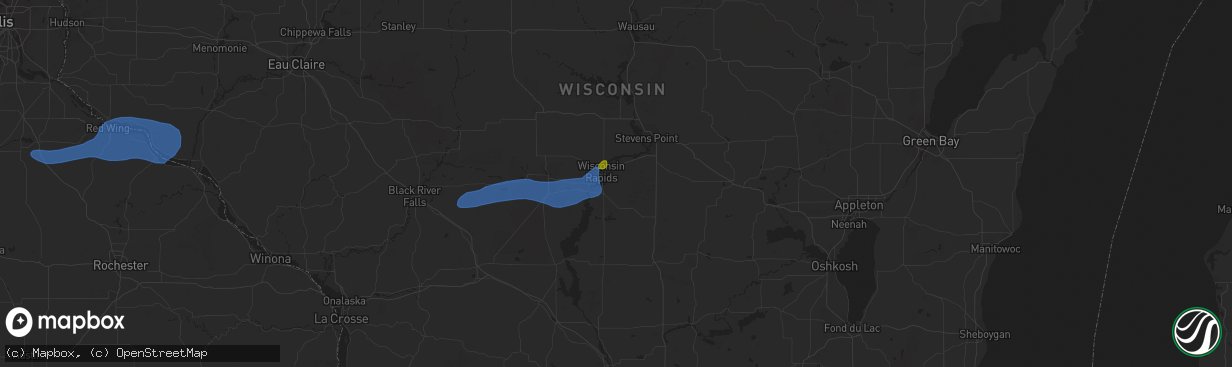 Hail map in Wisconsin Rapids, WI on August 8, 2020