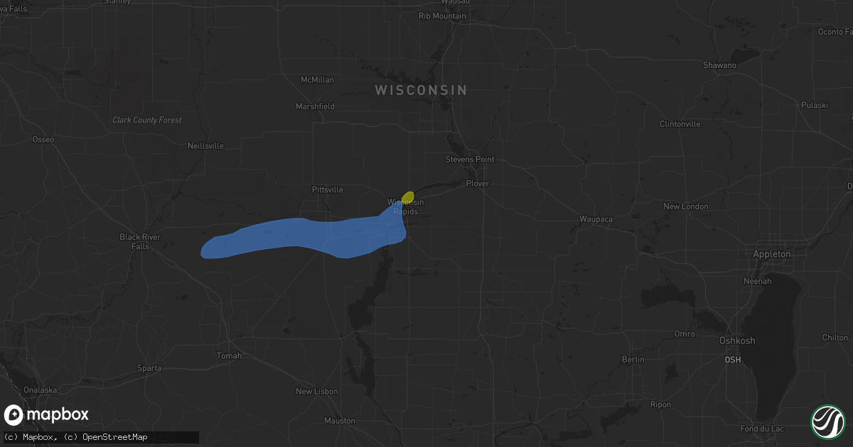 Hail map in Wisconsin Rapids, WI on August 8, 2020