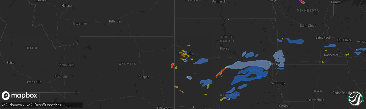 Hail map on August 8, 2020