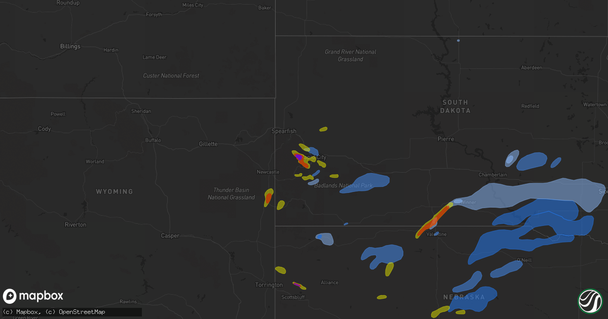 Hail map on August 8, 2020