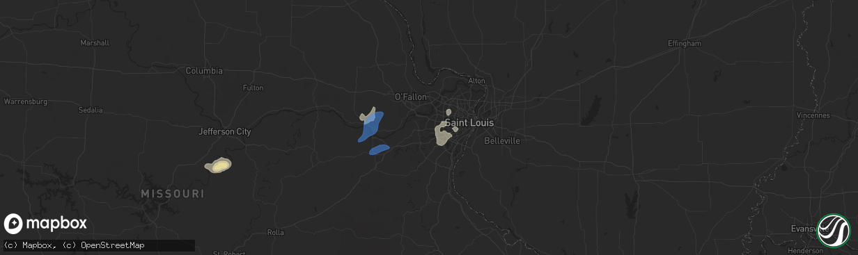 Hail map in Ballwin, MO on August 8, 2021