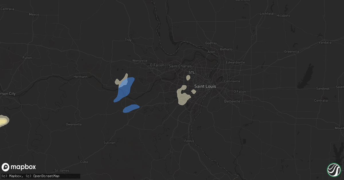 Hail map in Ballwin, MO on August 8, 2021