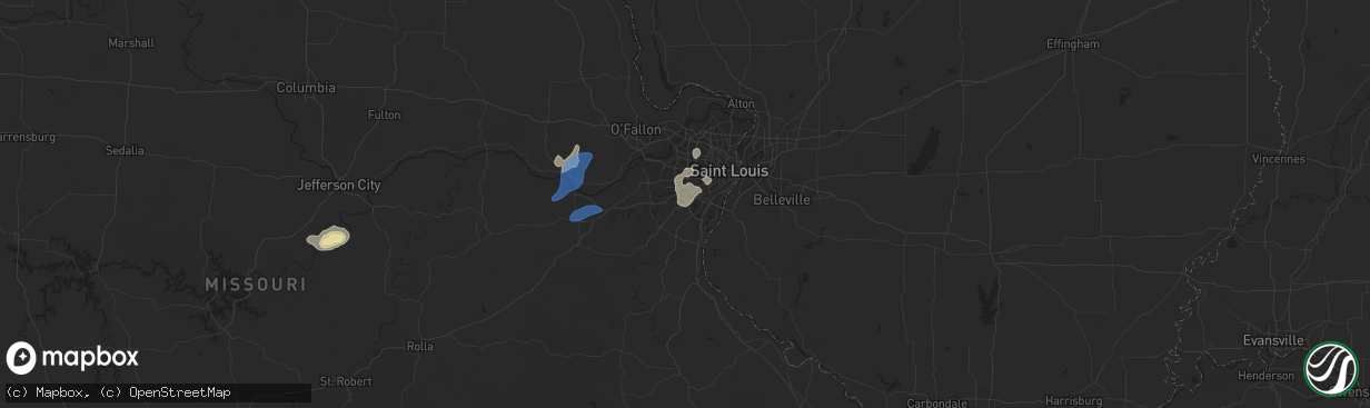 Hail map in Fenton, MO on August 8, 2021