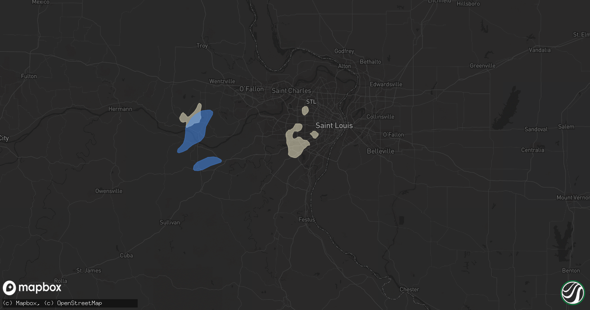 Hail map in Fenton, MO on August 8, 2021