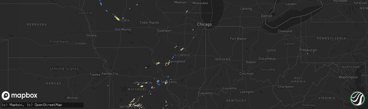 Hail map in Illinois on August 8, 2021