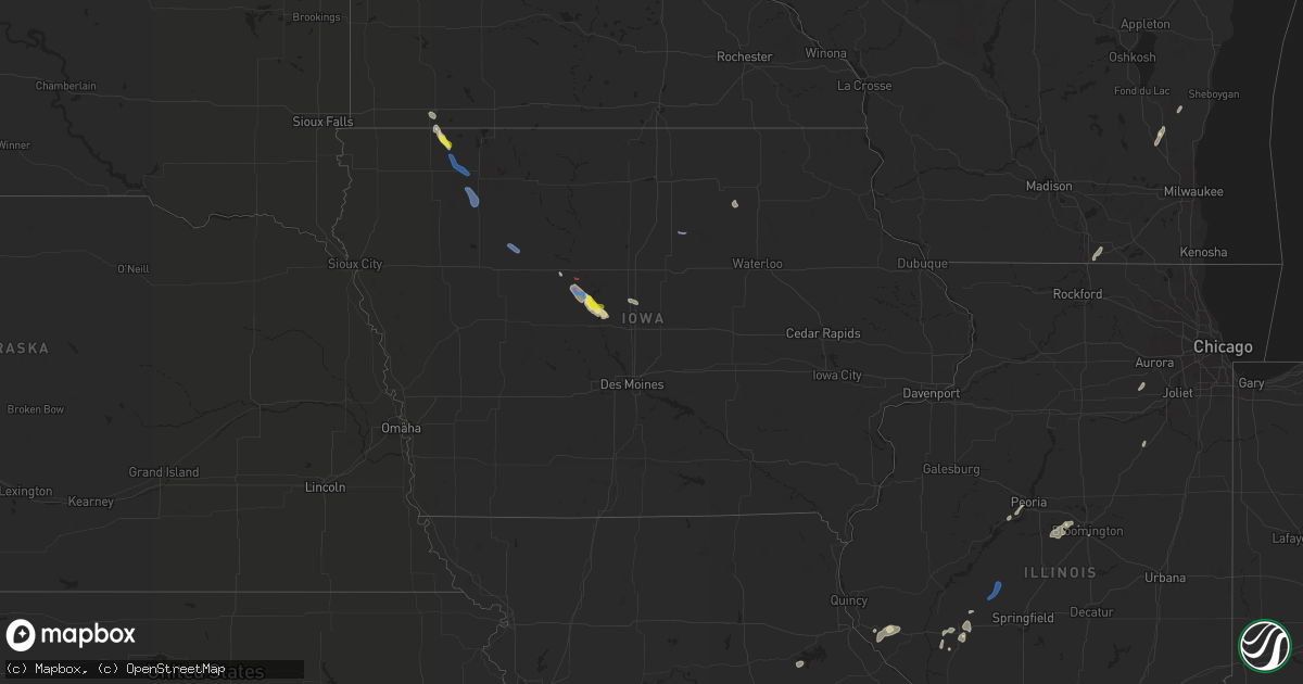 Hail map in Iowa on August 8, 2021