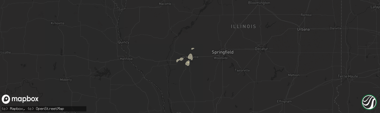 Hail map in Jacksonville, IL on August 8, 2021