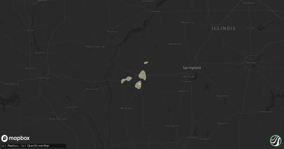 Hail map in Jacksonville, IL on August 8, 2021