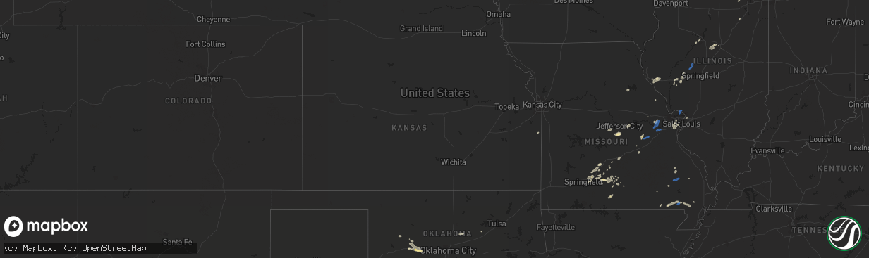 Hail map in Kansas on August 8, 2021