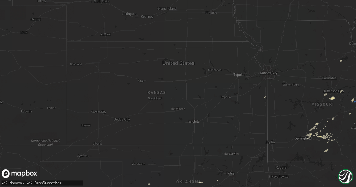 Hail map in Kansas on August 8, 2021