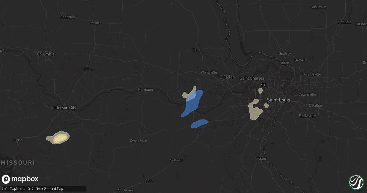Hail map in Marthasville, MO on August 8, 2021