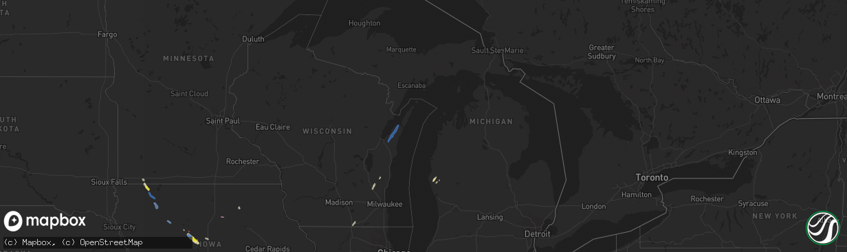 Hail map in Michigan on August 8, 2021